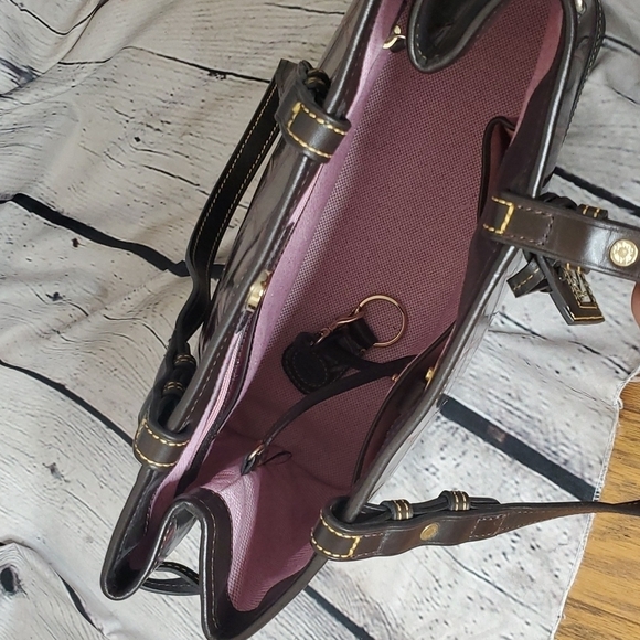 Dooney & Bourke Croc Emboss Leather Tassel Tote in Cognac - Picture 5 of 6